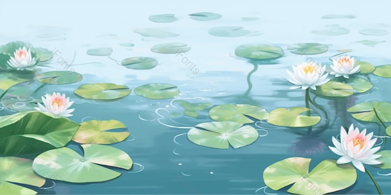 下雨天荷花在池塘里绽放锦鲤在游泳中国风工笔画海报背景插画,插画/手绘图,插画/手绘图库,插画/手绘图下载,插画/手绘